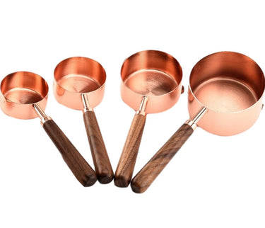 Copper Finish Measuring Cups – Stainless Steel with Walnut Wood Handles (4-PIECE SET)